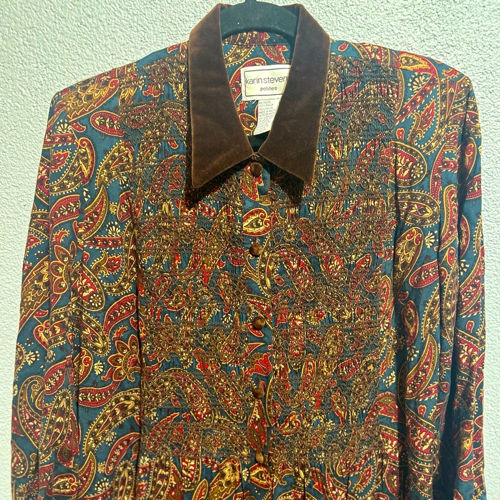 Karin Stevens Vintage Paisley dress. Size 7 petite - Picture 5 of 7